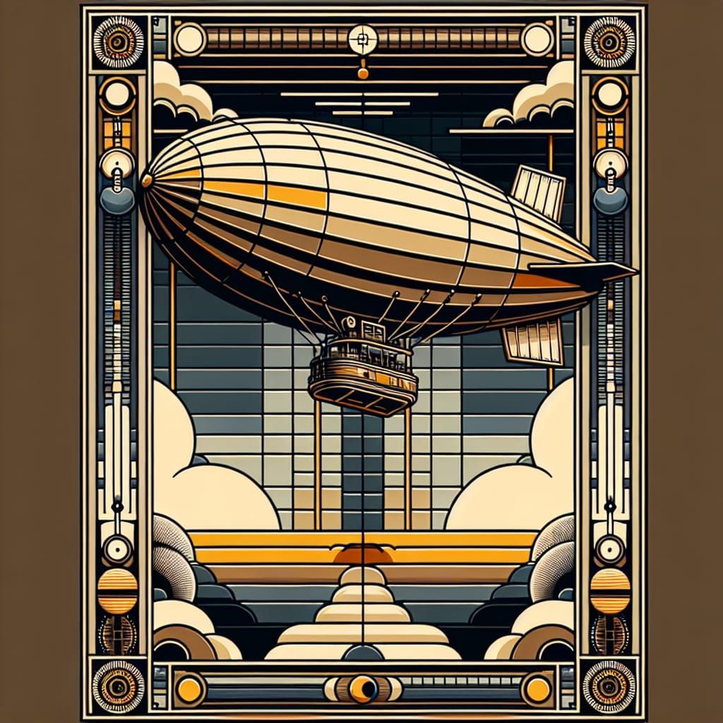 Epic masterpiece picture of a steampunk zeppelin airship up ...