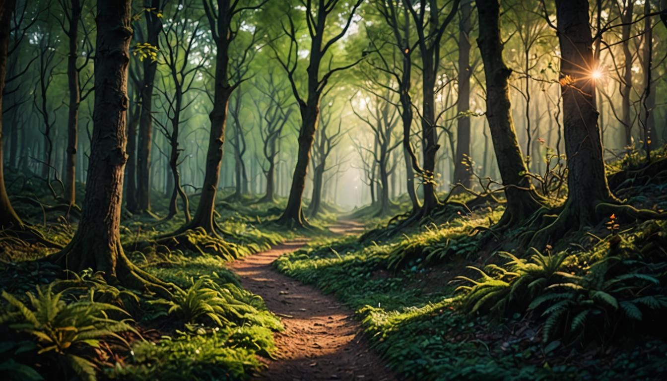 Enchanted Forest Path with Natural Bokeh