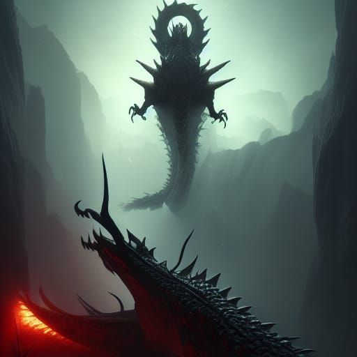 Dragon and Human: Dark Fantasy Concept Art