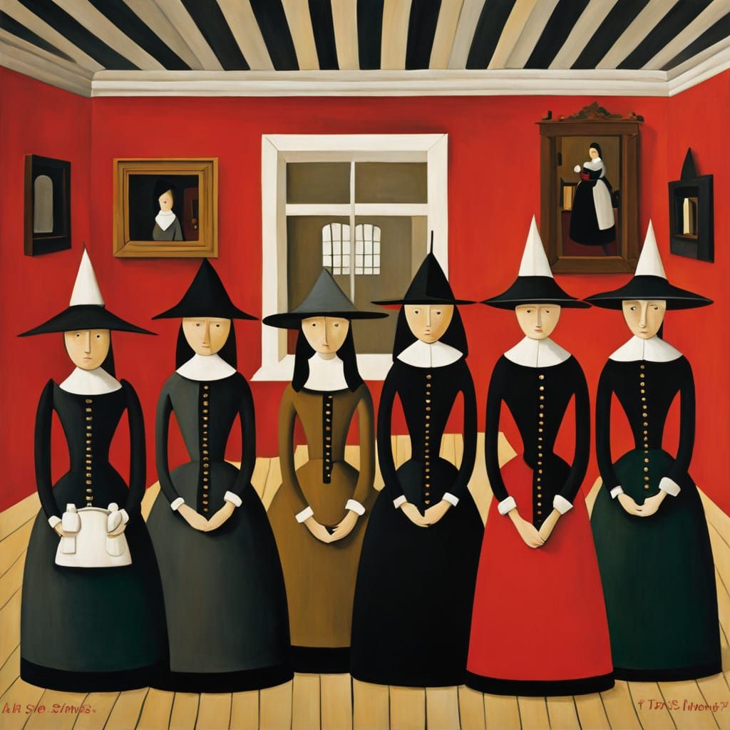 Las Meninas Reimagined in Lowry's Signature Style