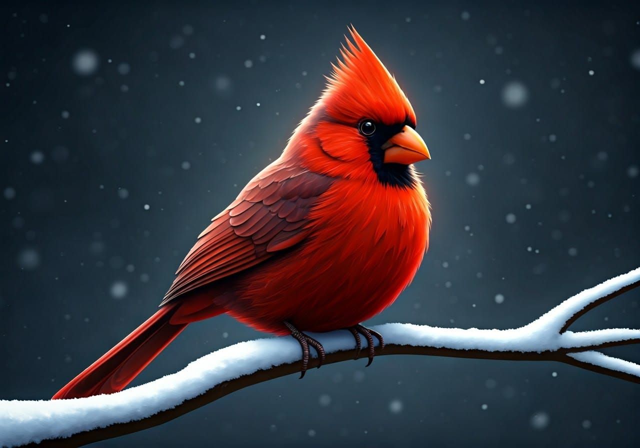Crimson King Cardinal in Winter Wonderland