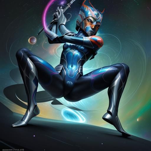Ahsoka as Silver Surfer in Cosmic Comic Art