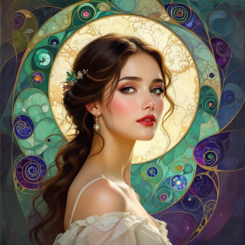 Ethereal Woman in Jewel Tones Oil Painting