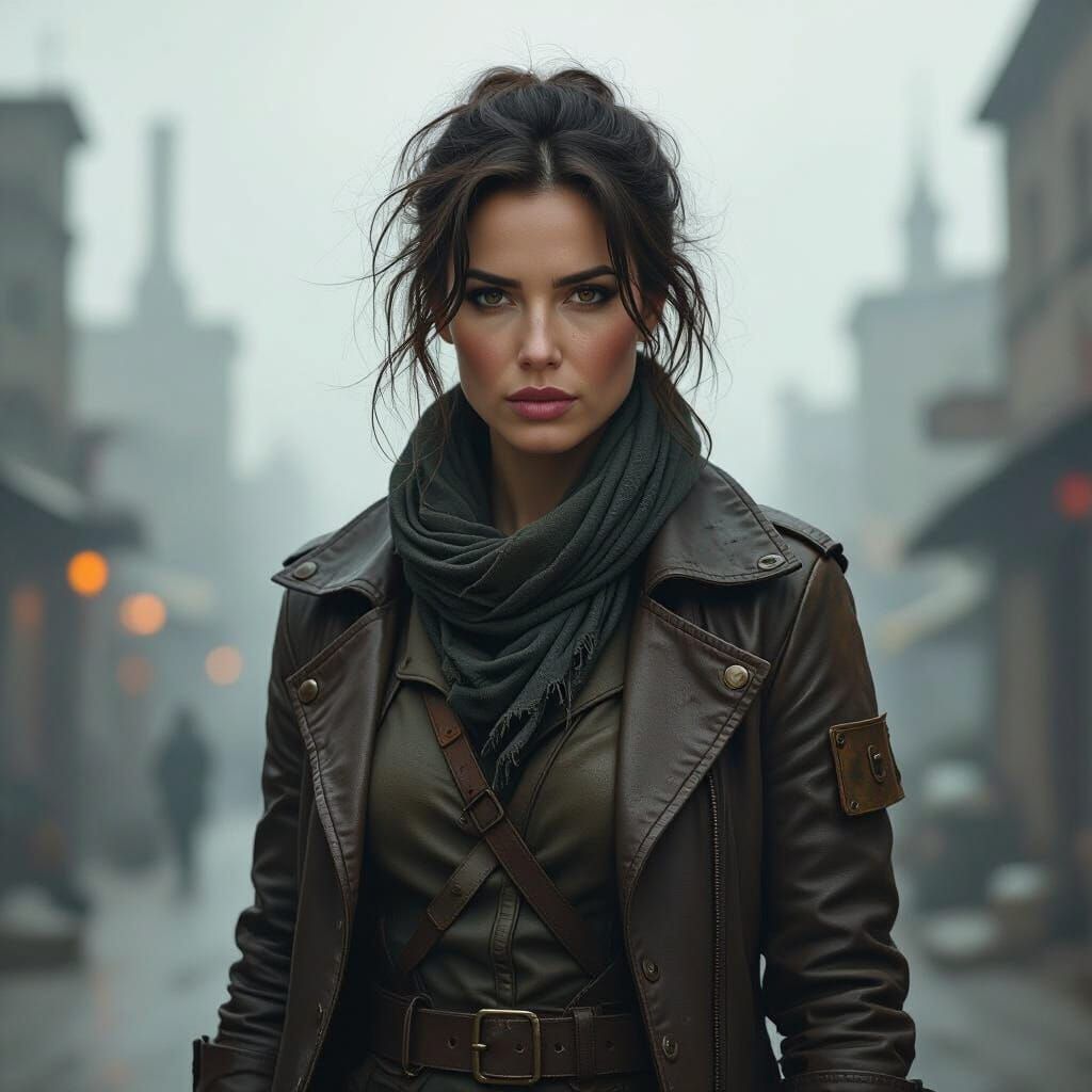 Lantern Custodian in Somber Cityscape, Concept Art