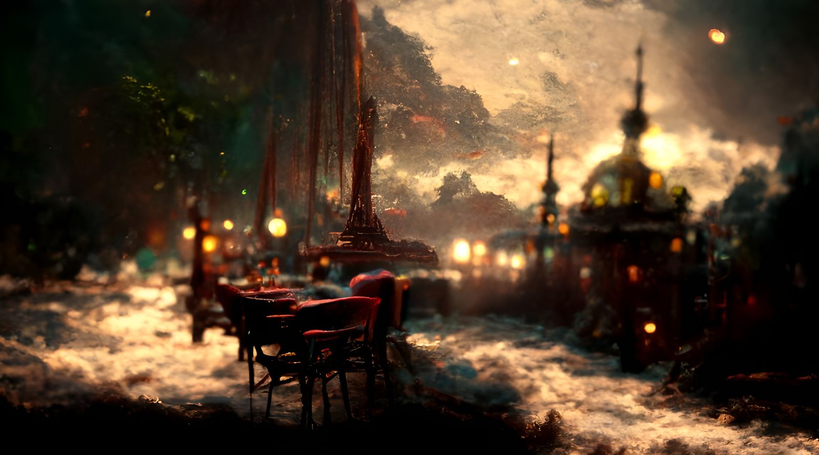Night Cafe: Romantic Era Impression Render