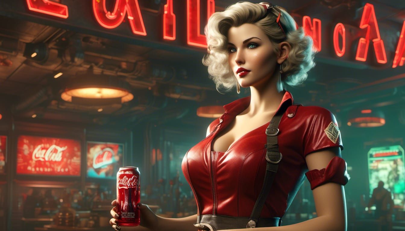 Vintage Nuka Cola Poster Featuring Vault Girl