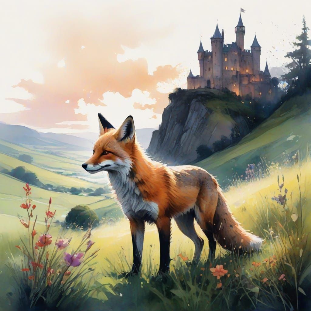 Ethereal Ruins Overlooking a Serene Valley Landscape