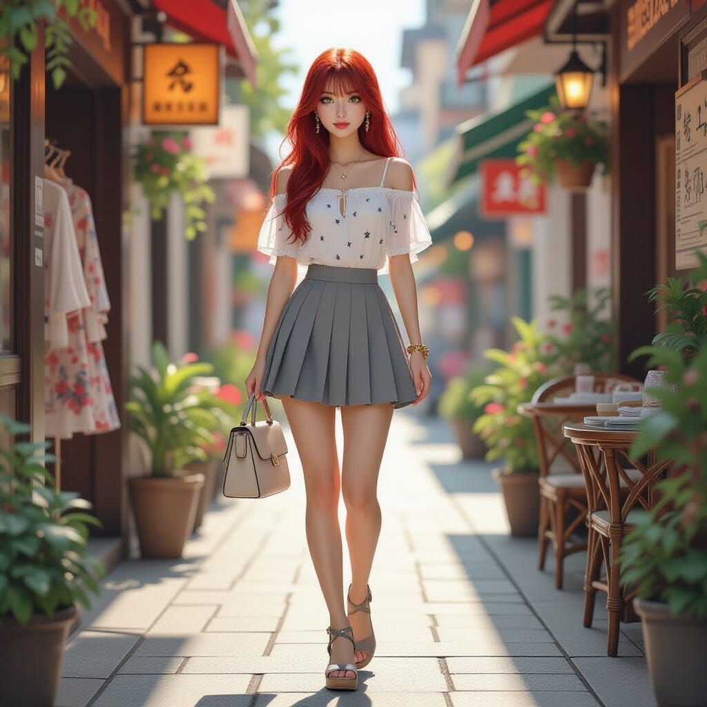 Japanese Woman Fashion Sketch in Pencil Style