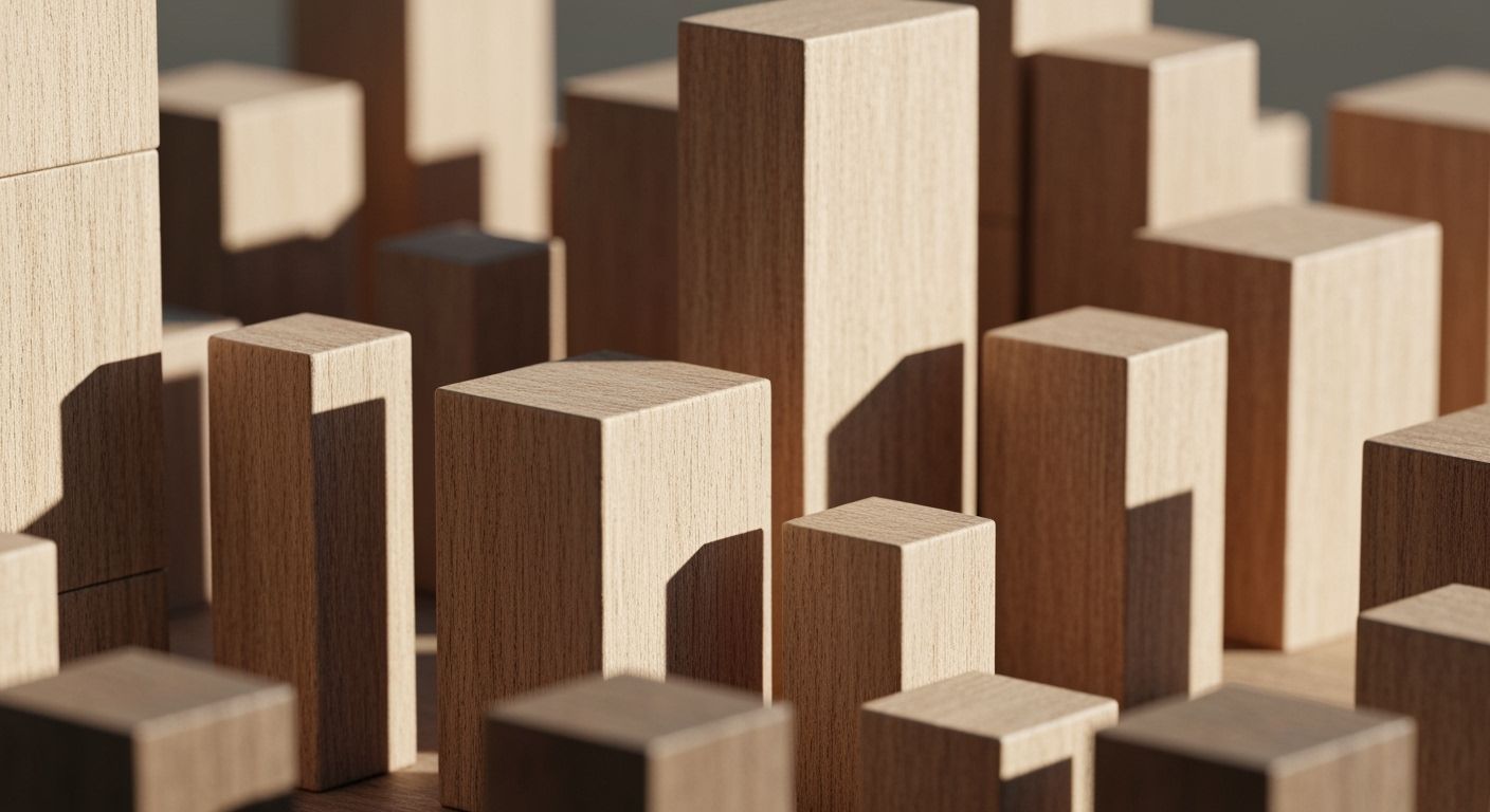 Hyper-Realistic Cityscape Crafted from Wooden Blocks