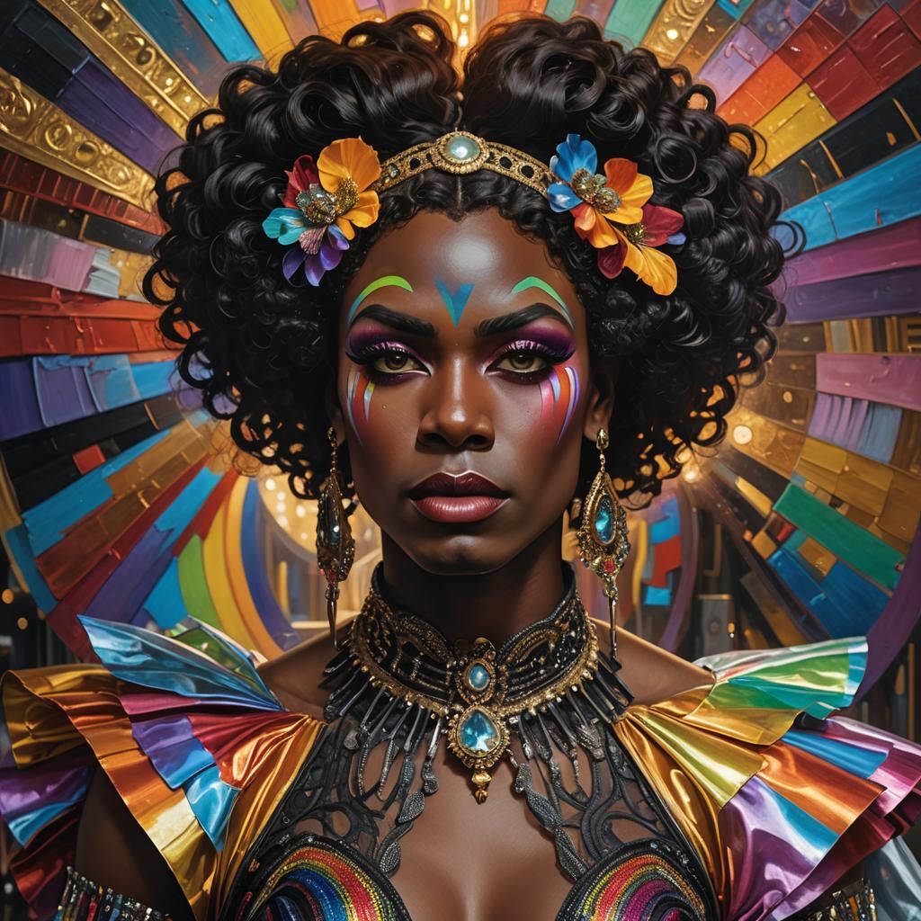 Drag Queen Portrait in Oil Painting Style