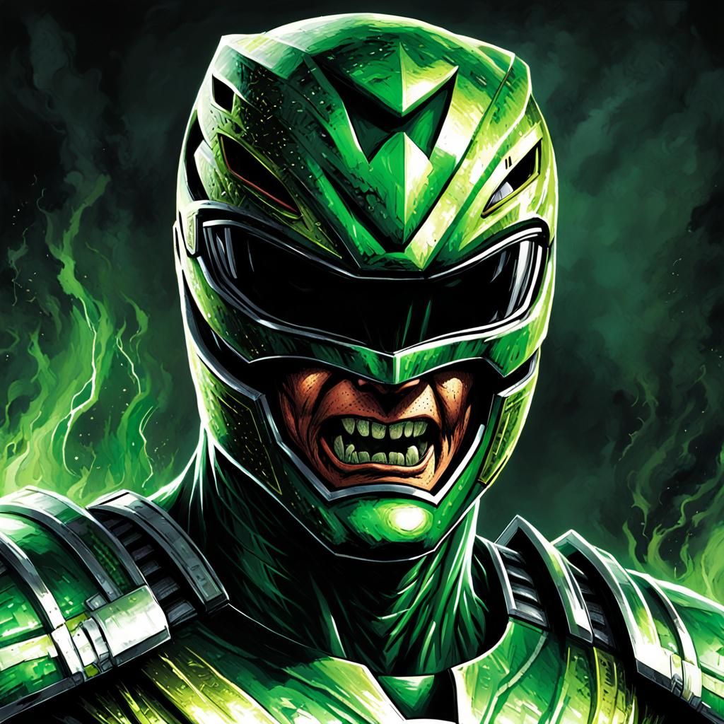 Evil Green Power Ranger Comic Book Portrait
