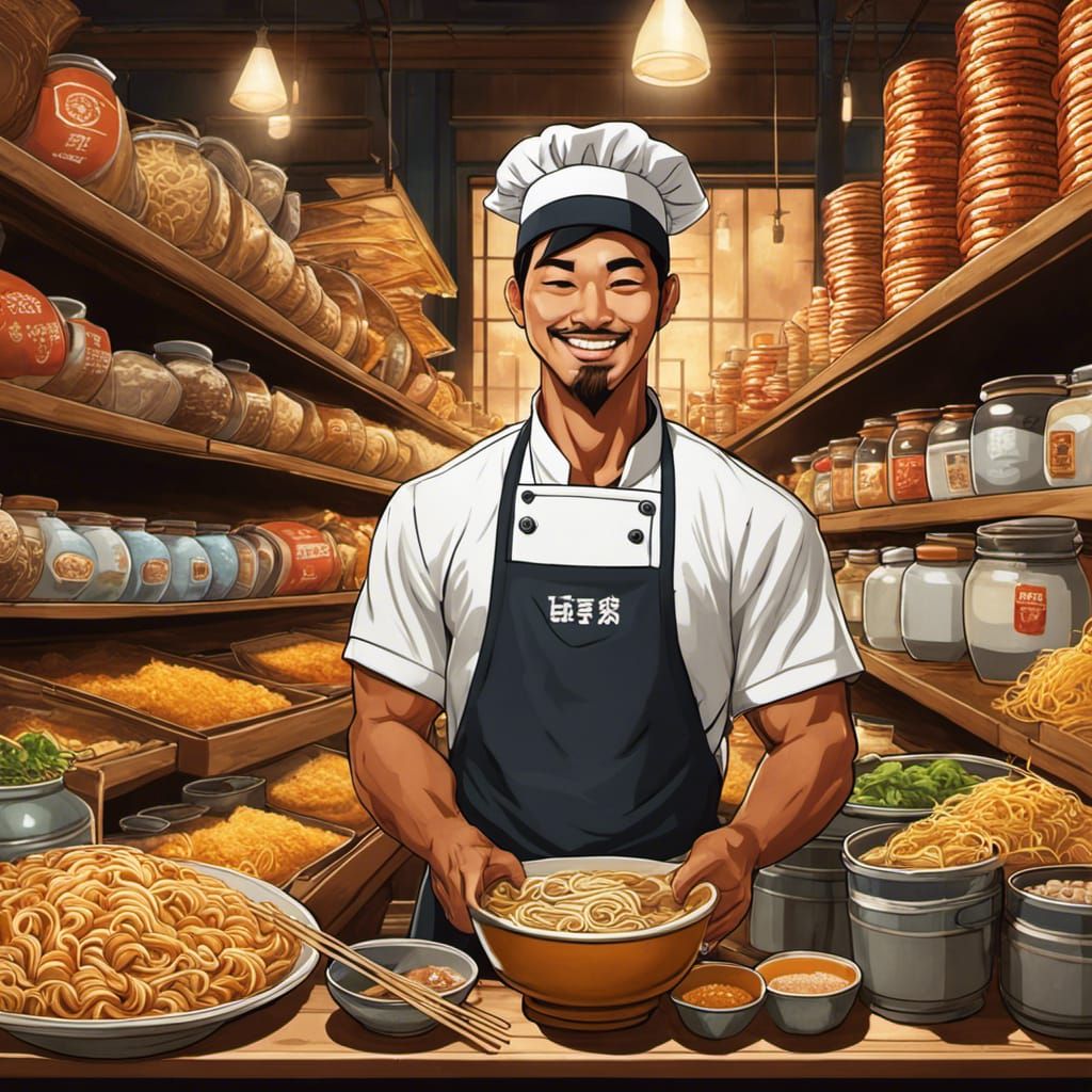 Tiger Ramen Cook in Hyperrealistic Splash Art Style
