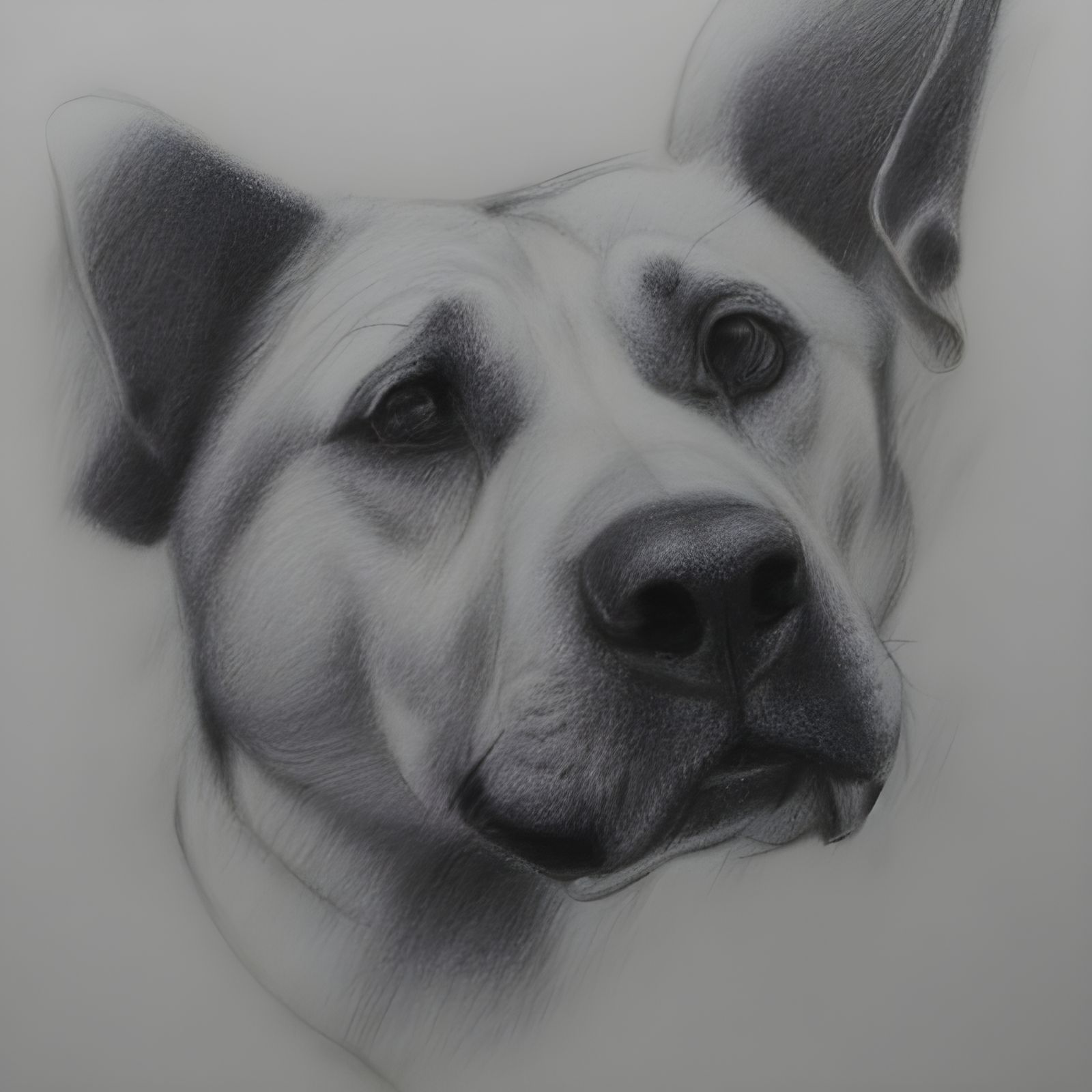 Detailed Pencil Sketch Portrait of a Dog