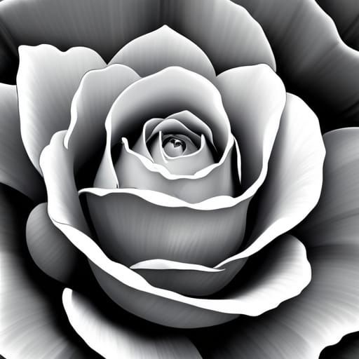 Detailed Rose Coloring Page in Black and White