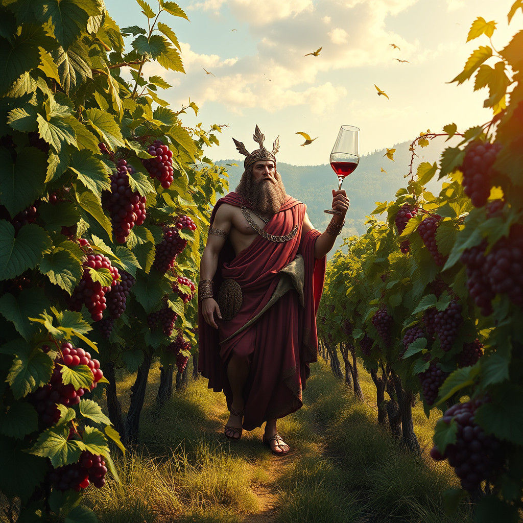 Bacchus in Vineyard: Fantasy Concept Art