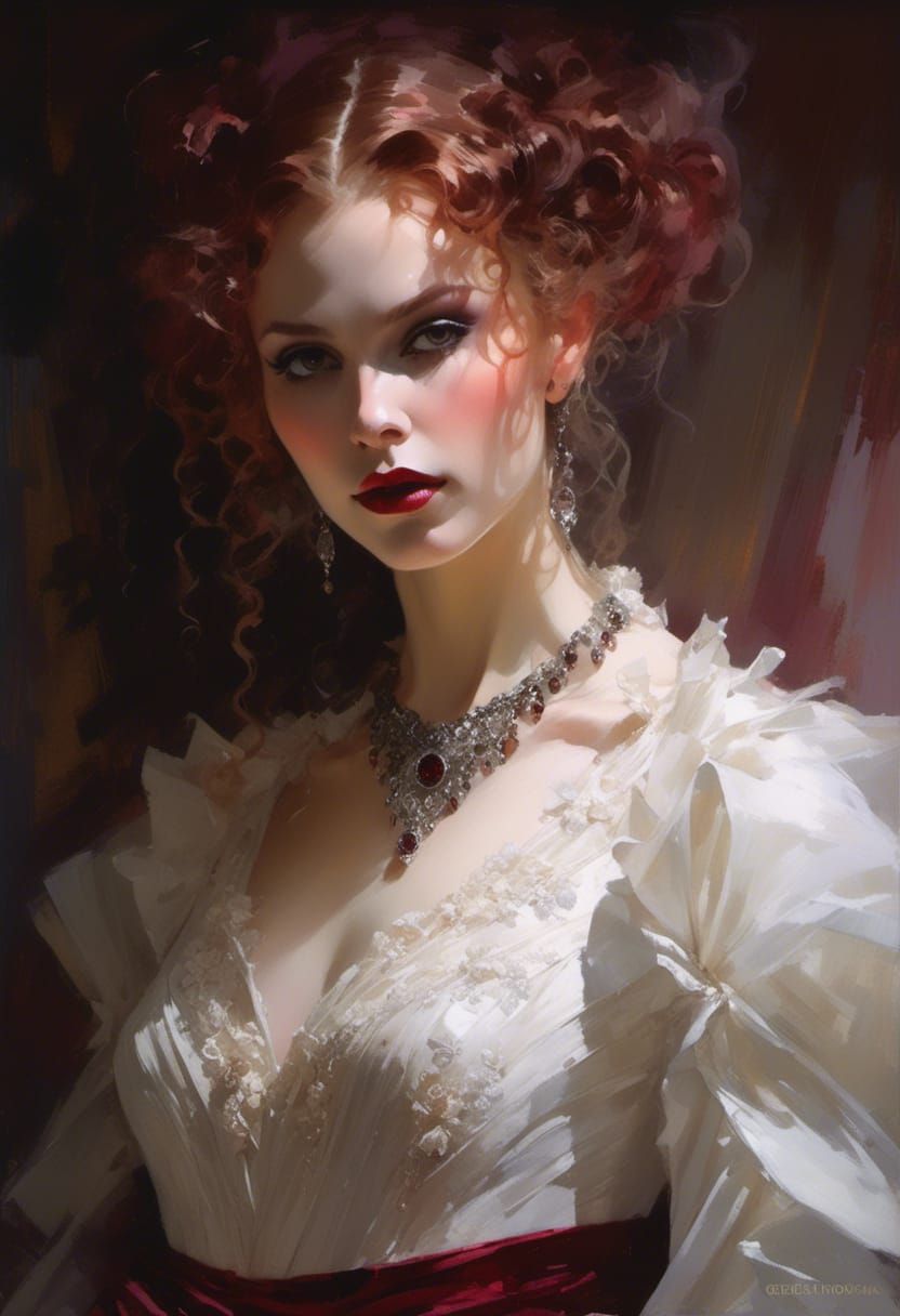 Gothic Sci-Fi Vampiress in Avant-Garde Gown