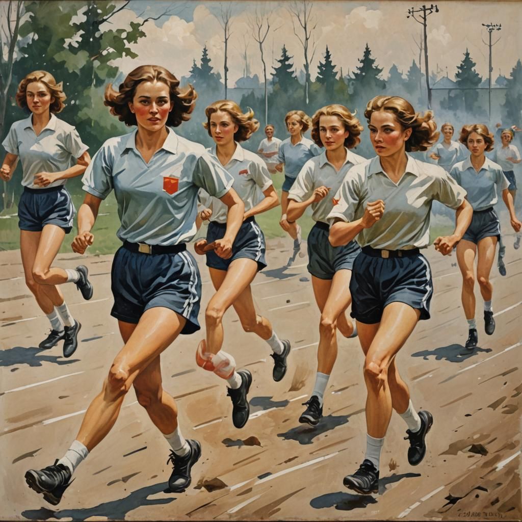 Soviet Art: Girls in Sports Training
