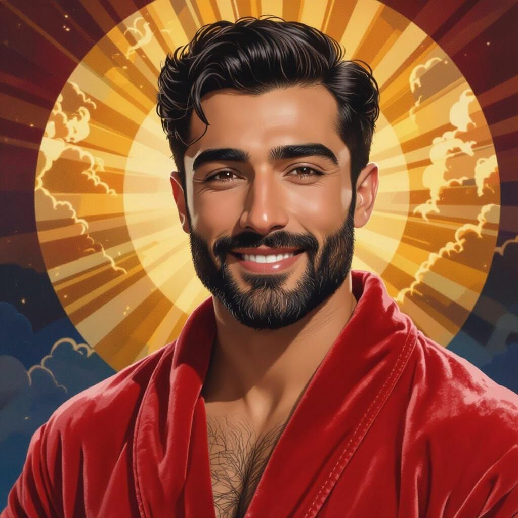 Divine Radiant Hunk in Art Nouveau Style