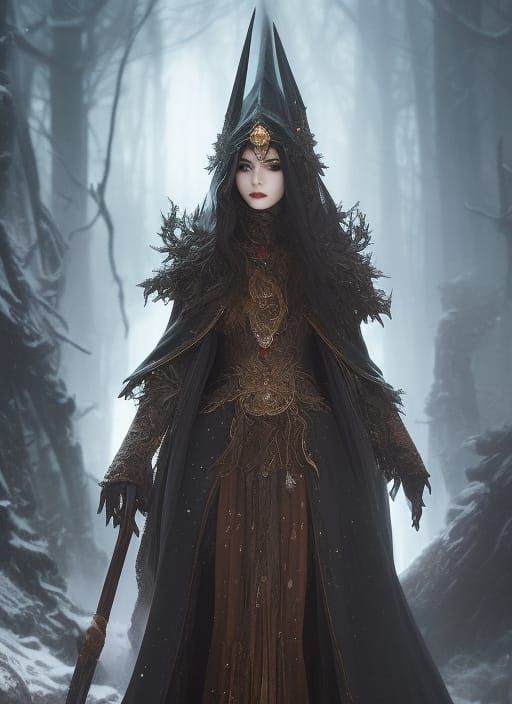 Beautiful Northern Witch in Shining Cloak
