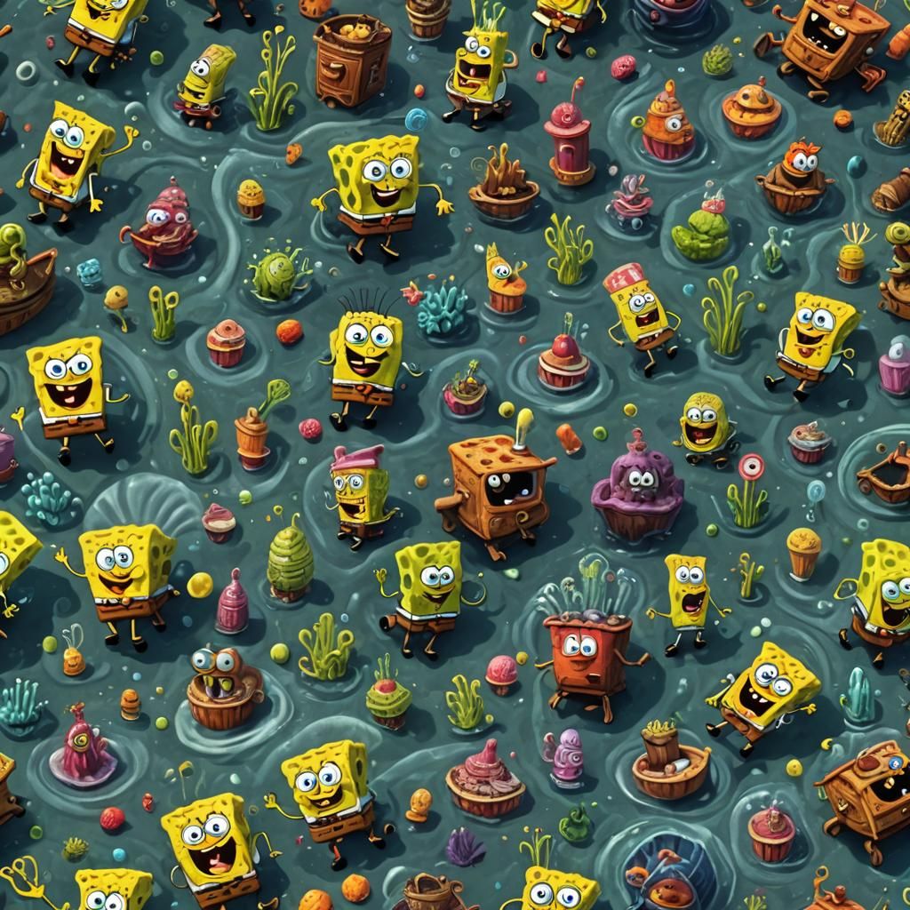 Detailed Matte Painting of SpongeBob in 8K