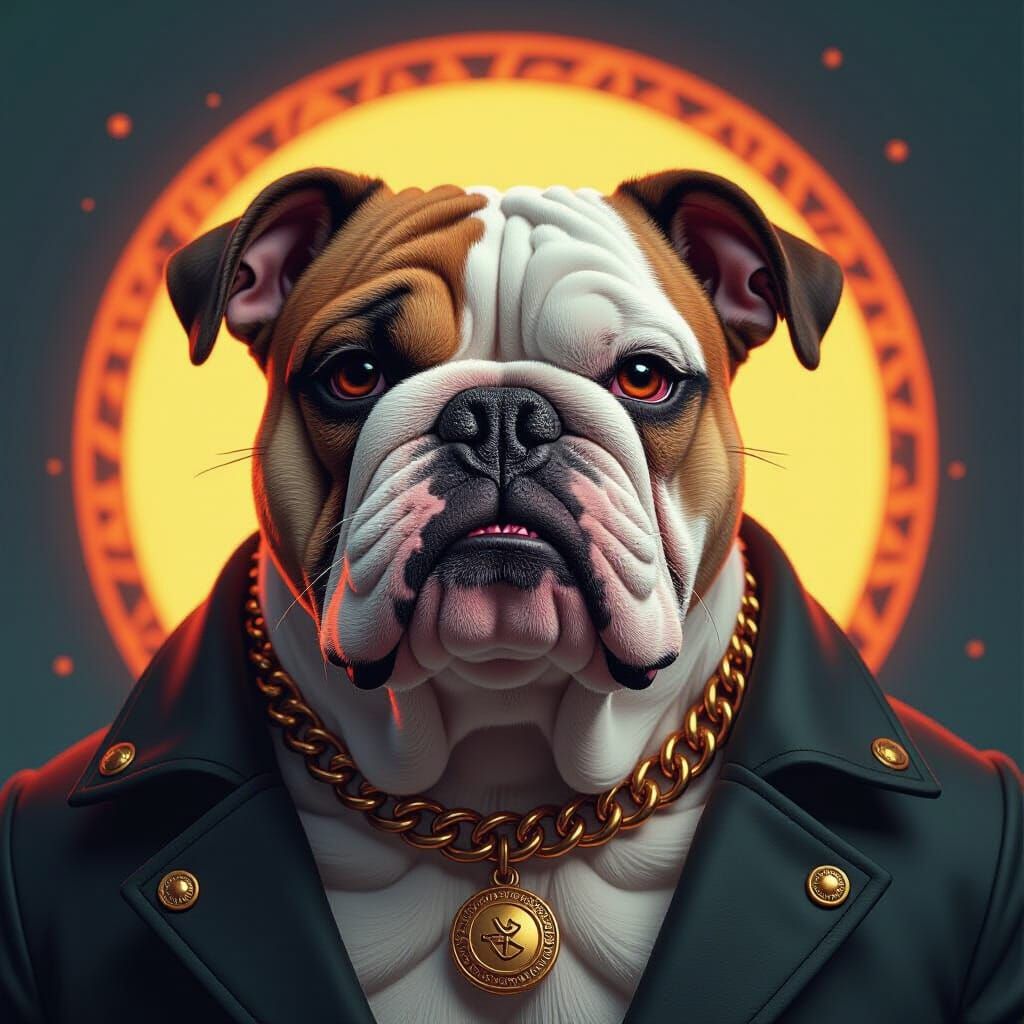 Person and Bulldog Portrait in Detailed Digital Art