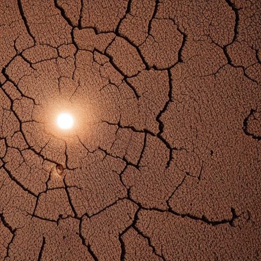Glowing Seed Sprouts in Desert at Sunset