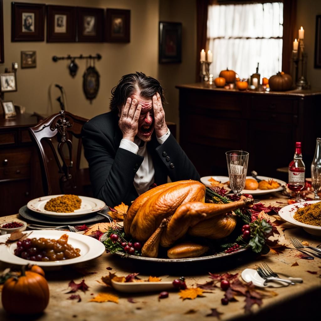Macabre Thanksgiving Hangover Aftermath: Horror Photography