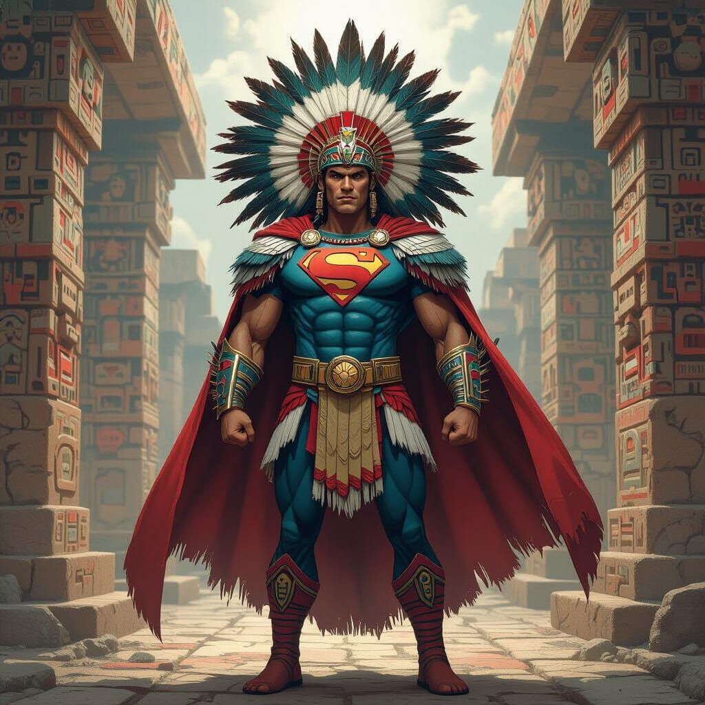Aztec Superman in Mesoamerican Temple Art