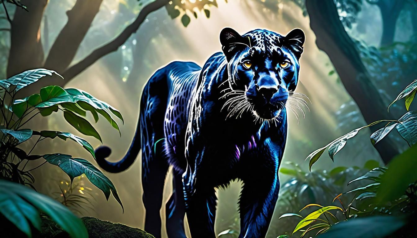 A Black Panther Stalks It's Prey