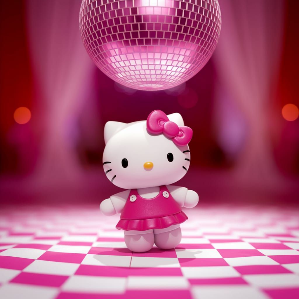 Hello Kitty Disco Ball Dance in Vibrant Pink and White