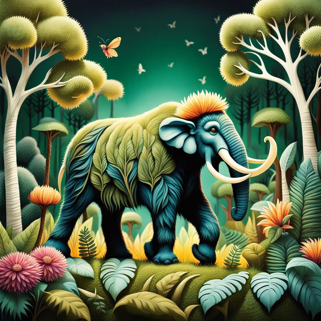 Mini Woolly Mammoth in Prehistoric Jungle