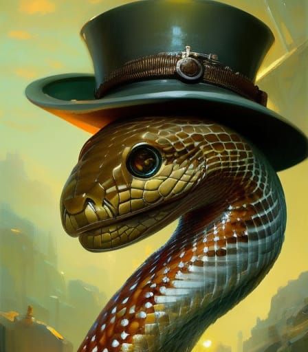 Chibi Steampunk Corn Snake in Ghibli Style