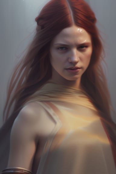 Jedi Woman Portrait with Sunlight, Digital Art