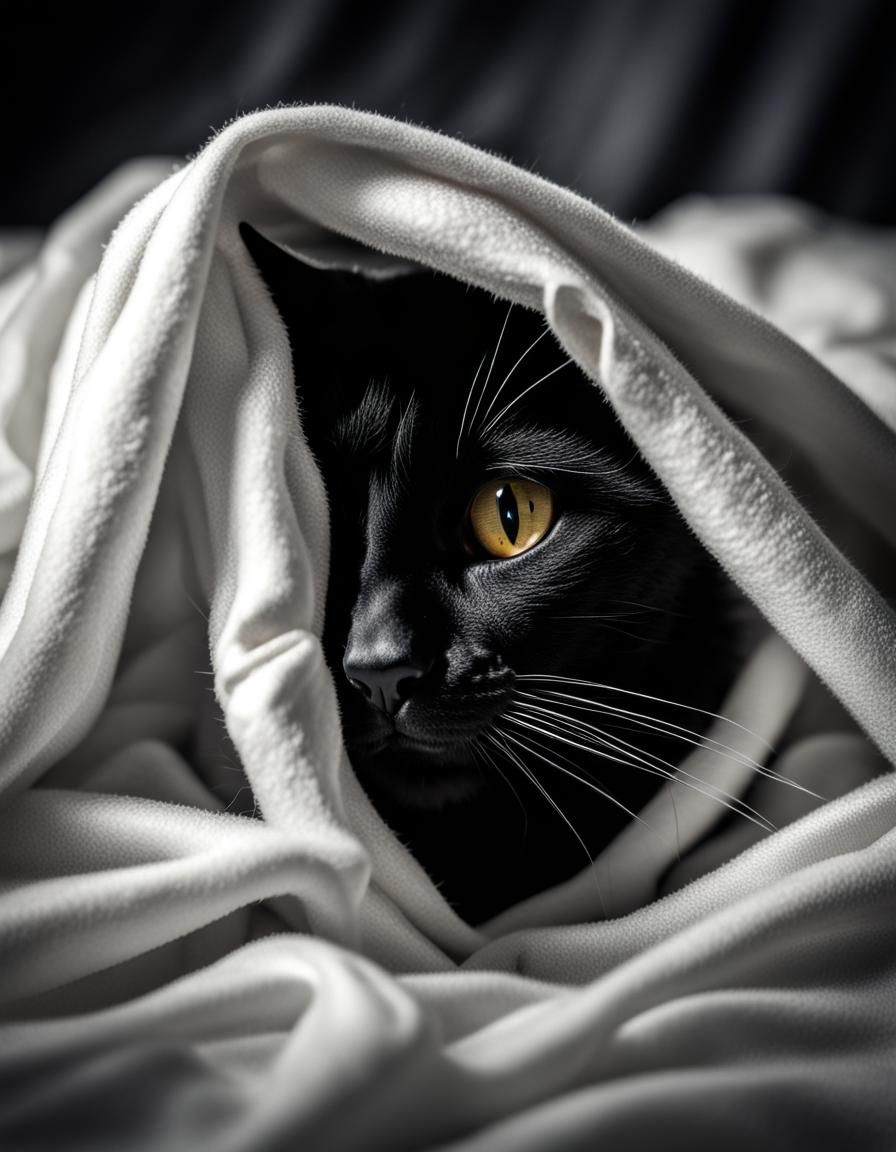 Black Cat Ghost Costume: Hyperrealistic Close-Up