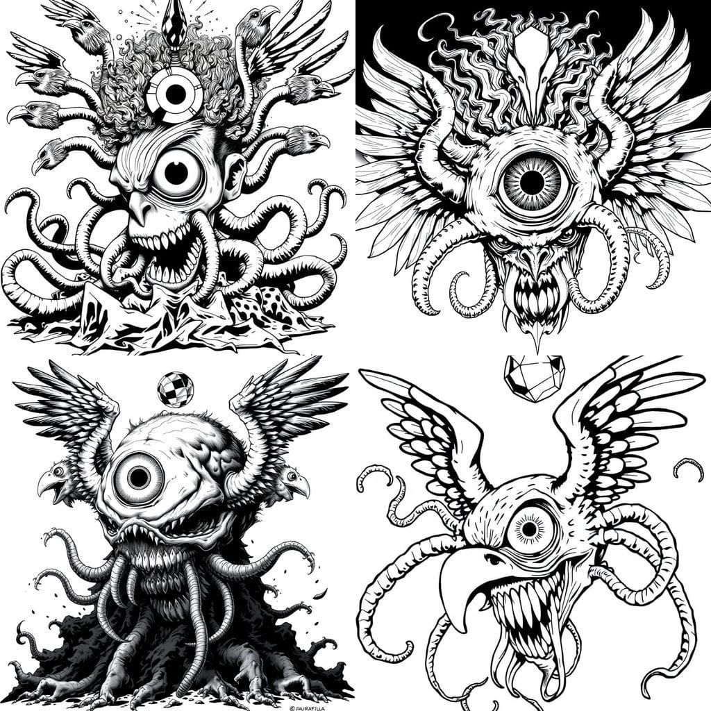 Grotesque Psychedelic Head in 1960s Comic Book Style