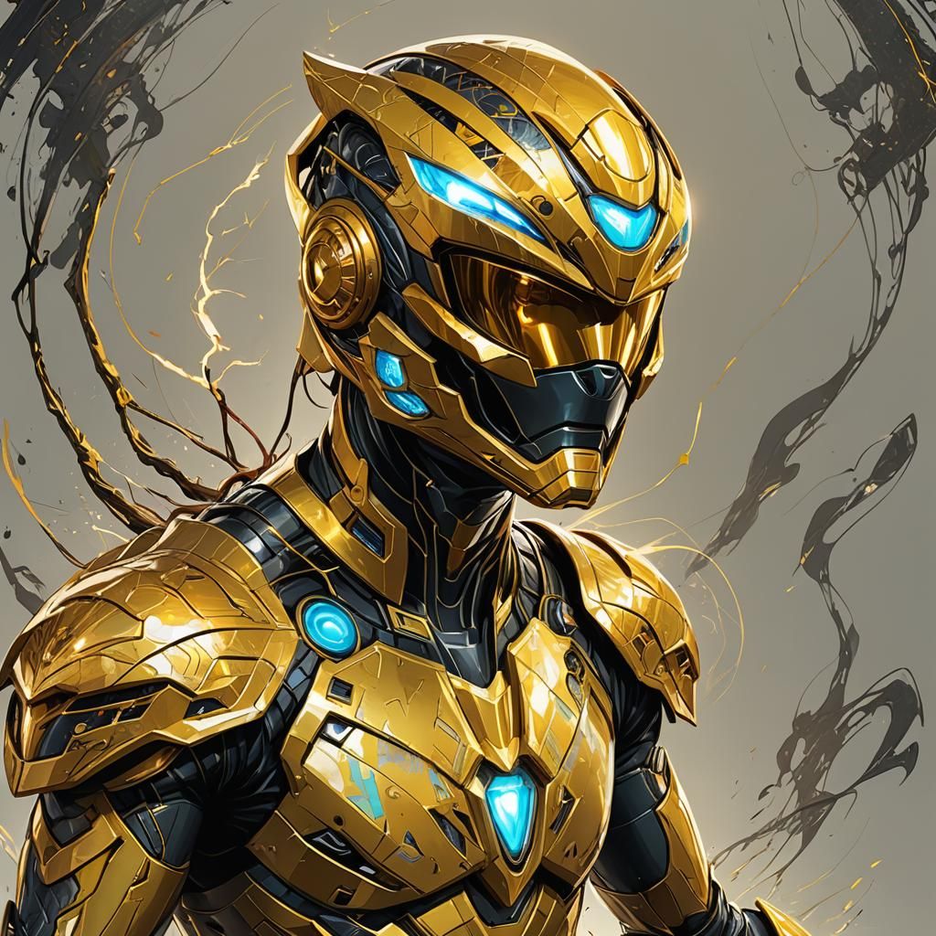 Yellow Power Ranger of Lightning in Digital Painting
