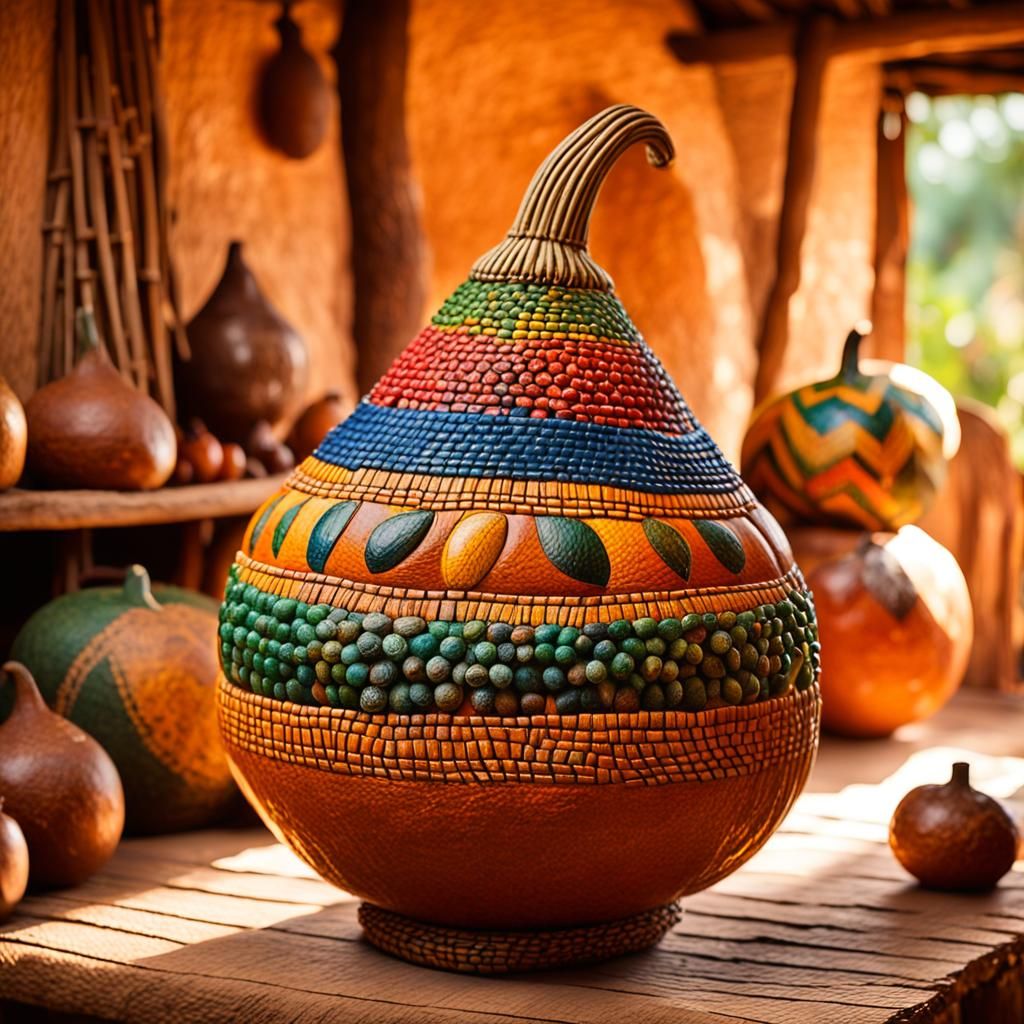 Vibrant Gourd Sculpture in Expressionist Style