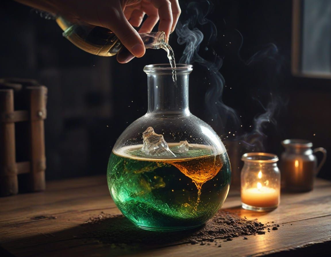 Surreal Glass Potion Boils with Effervescent Magic
