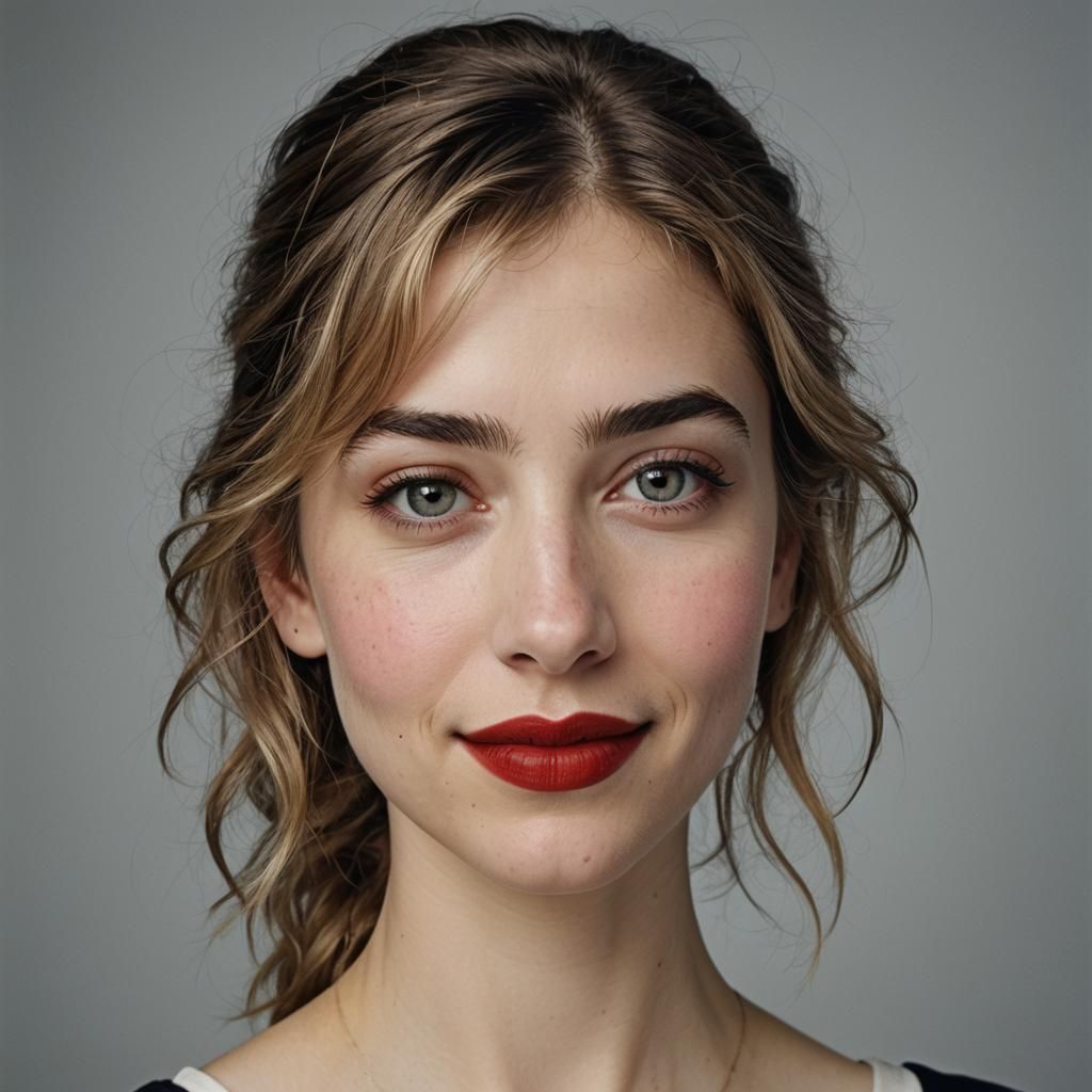 Professional Portrait of Smiling Woman with Red Lipstick