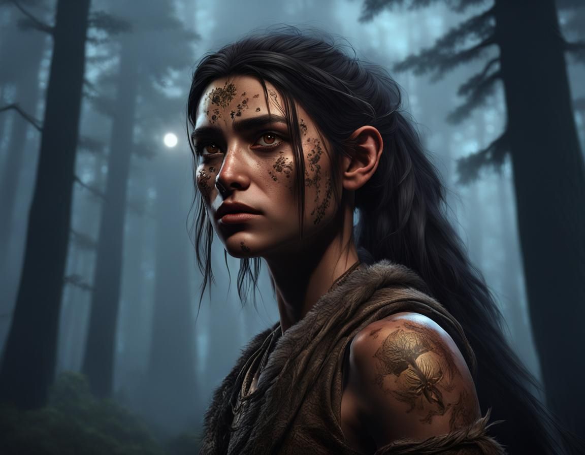 Cro-Magnon Girl Portrait in Photorealistic Style