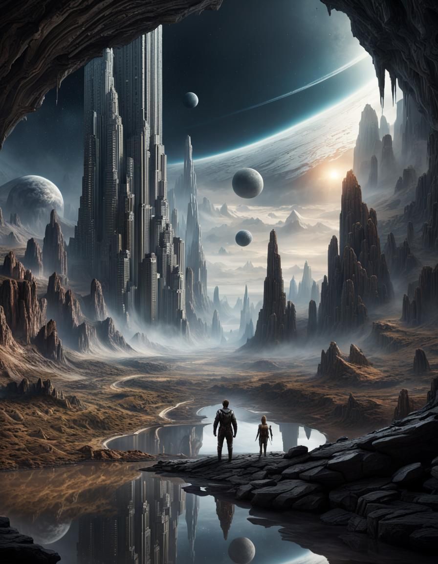 Cosmic Sci-Fi Hyperrealistic Digital Matte Painting