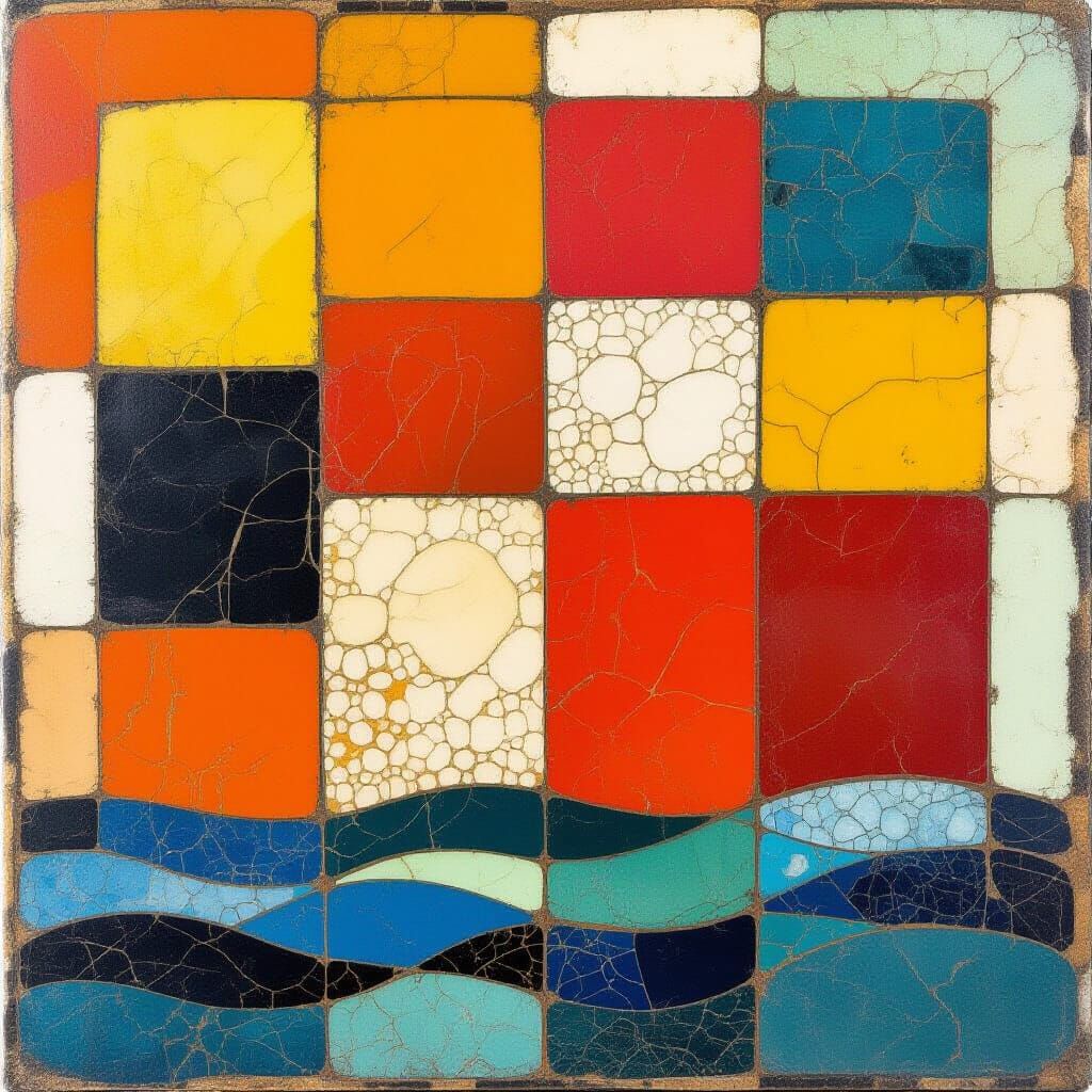 Abstract Thalassic Inlay in the Style of Klee and Rothko