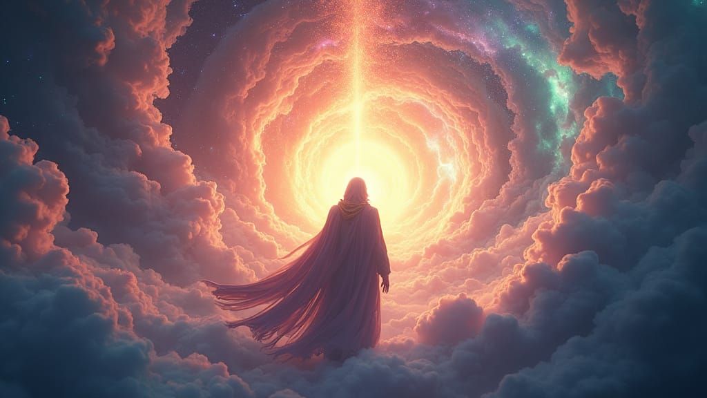 God Separates Light from Darkness in Aurora Sky