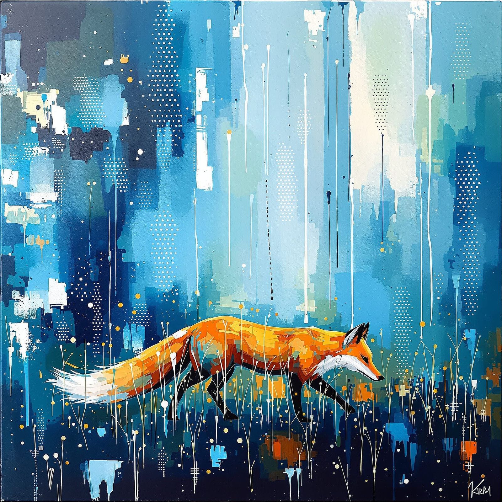 fox stalking through the grass