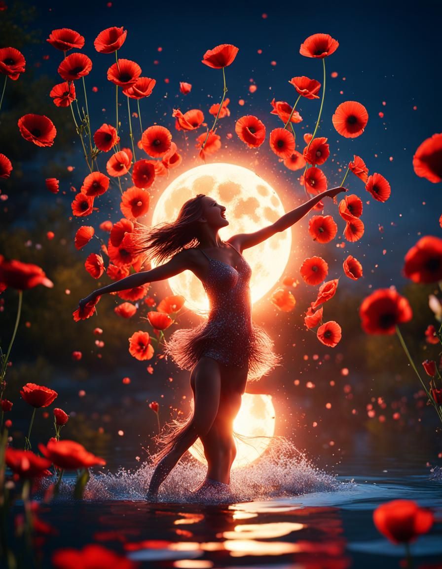 Girl Dancing on Water in Cinematic Photo