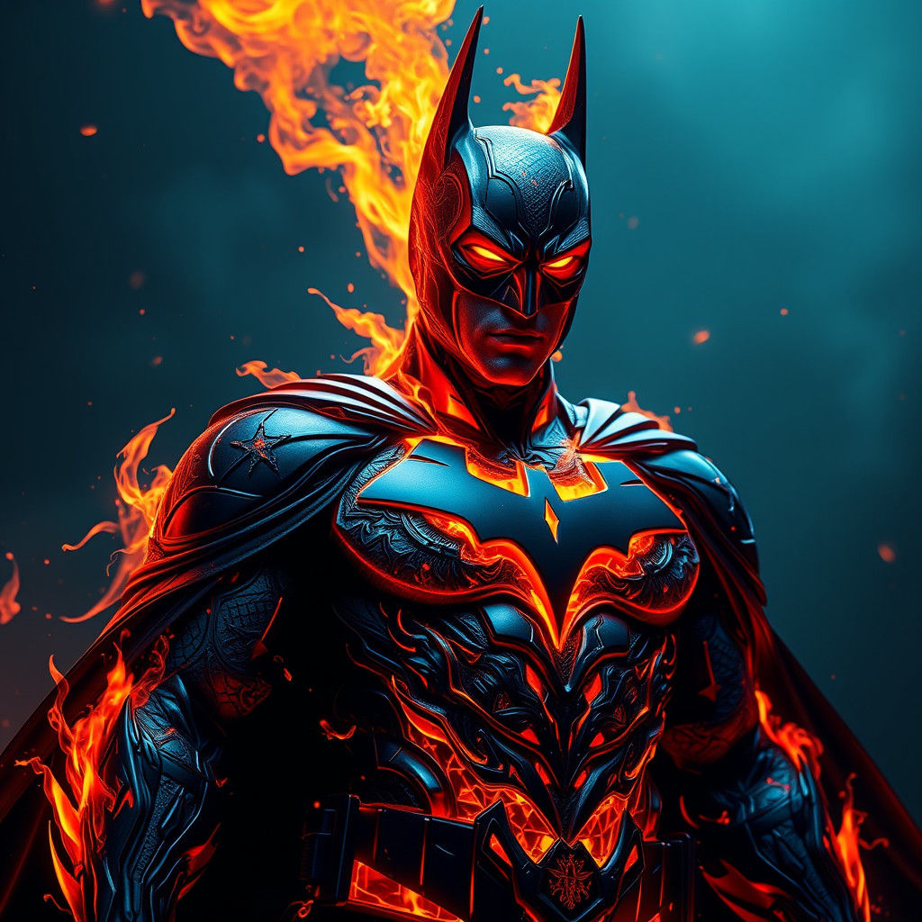 Blazing Batman Crafted from Living Flames