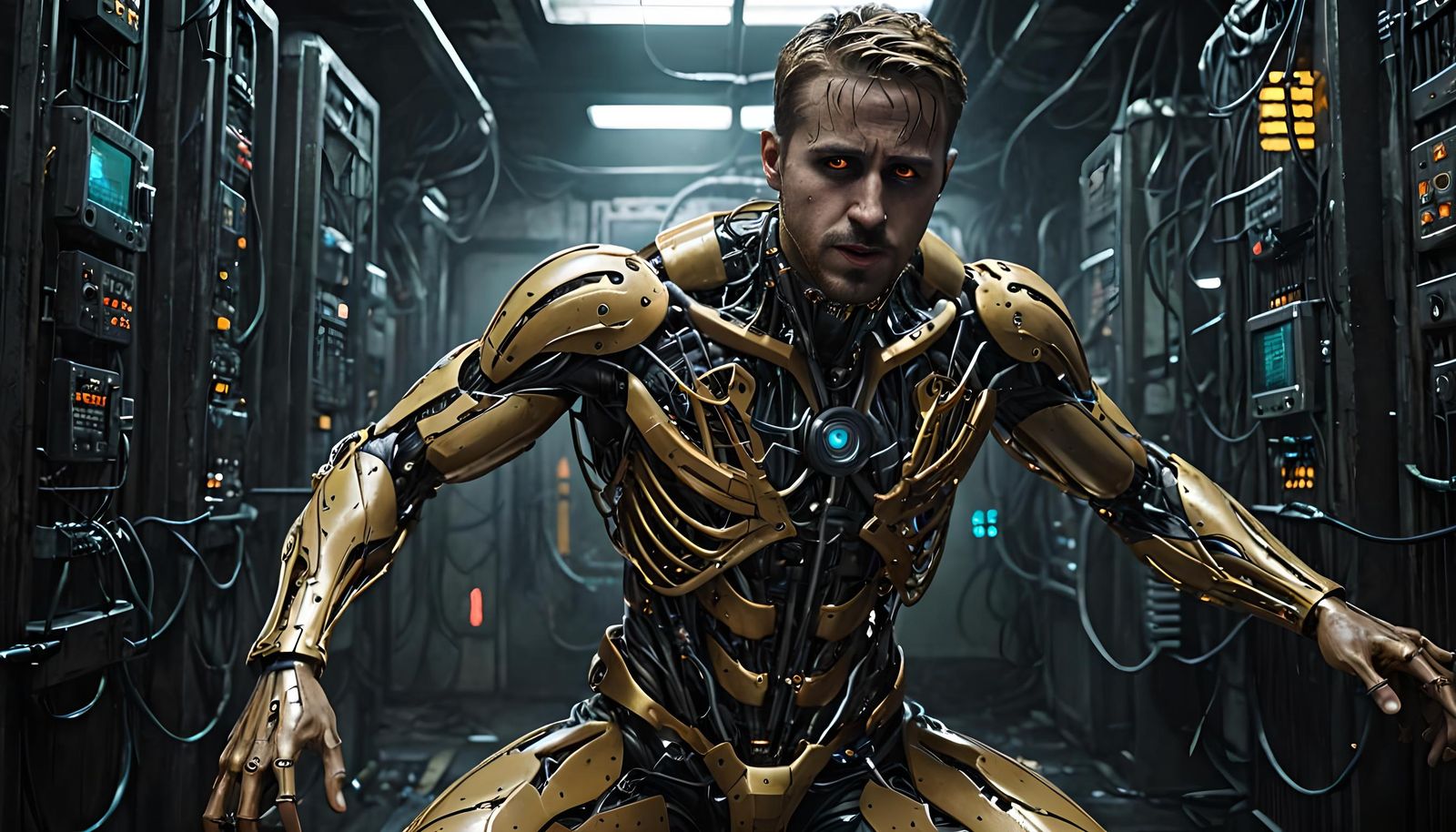 Cyberpunk Horror God Trapped in Techno Prison