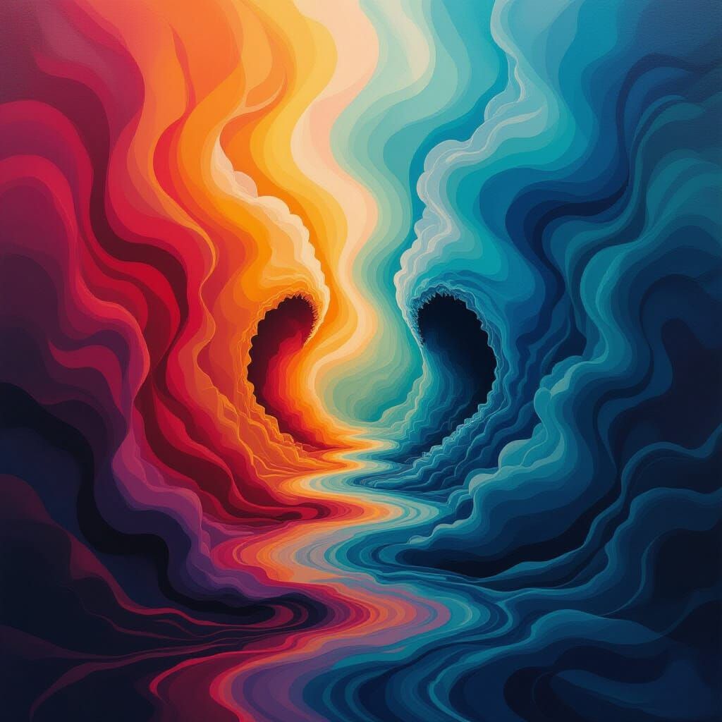 Vibrant Liquid Colors Form Abstract Screaming Holes