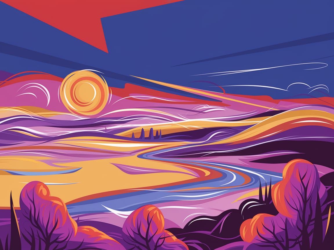 Abstract Landscape in Van Gogh Style