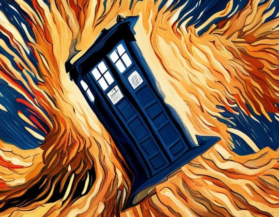Exploding TARDIS in Post-Impressionist Style